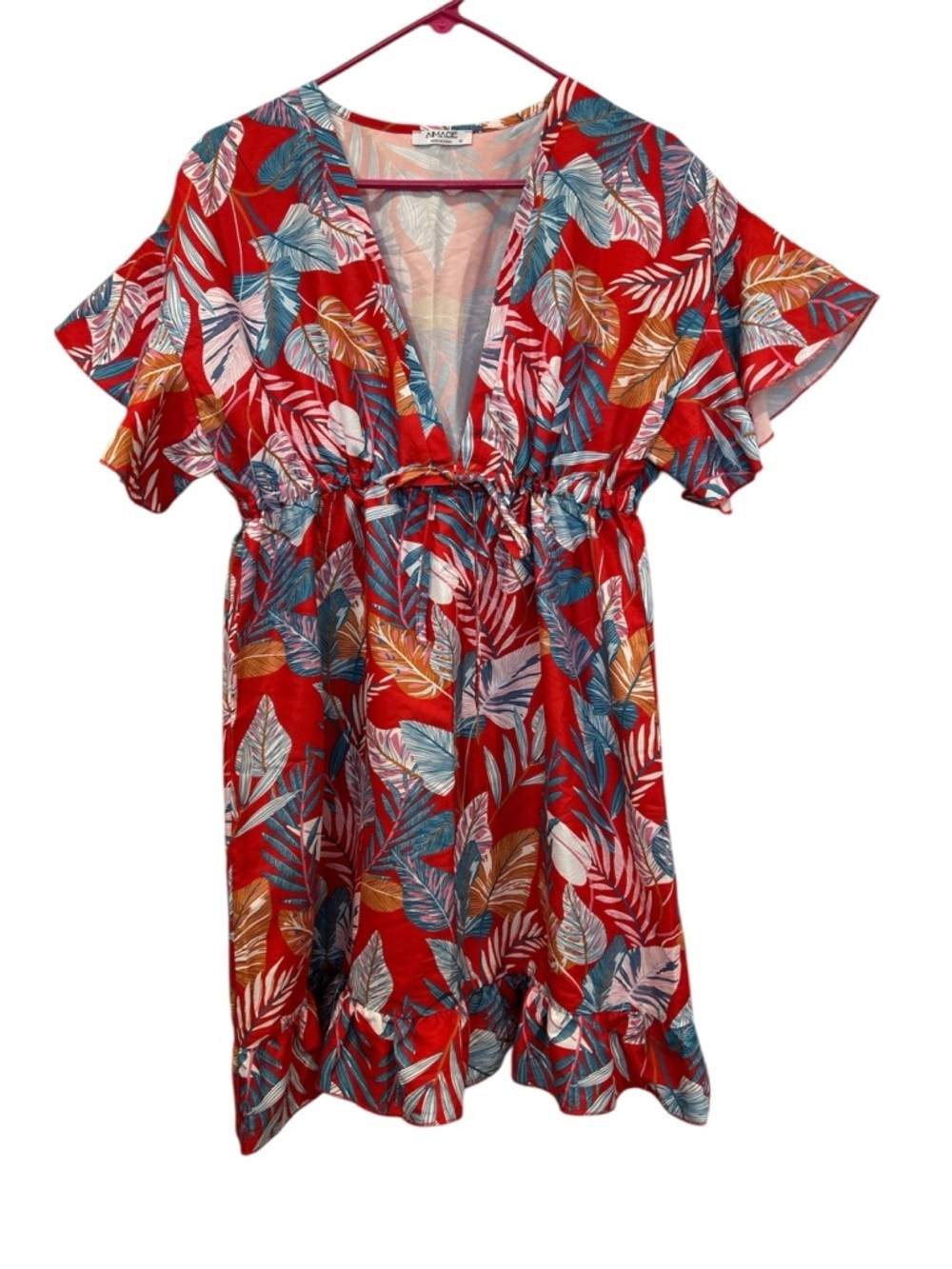 AIMAGE Pink Tropical Print Top